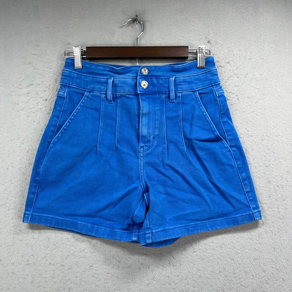 White House Black Market Shorts Women 0 Blue Denim Jorts High Rise 5" Pleated